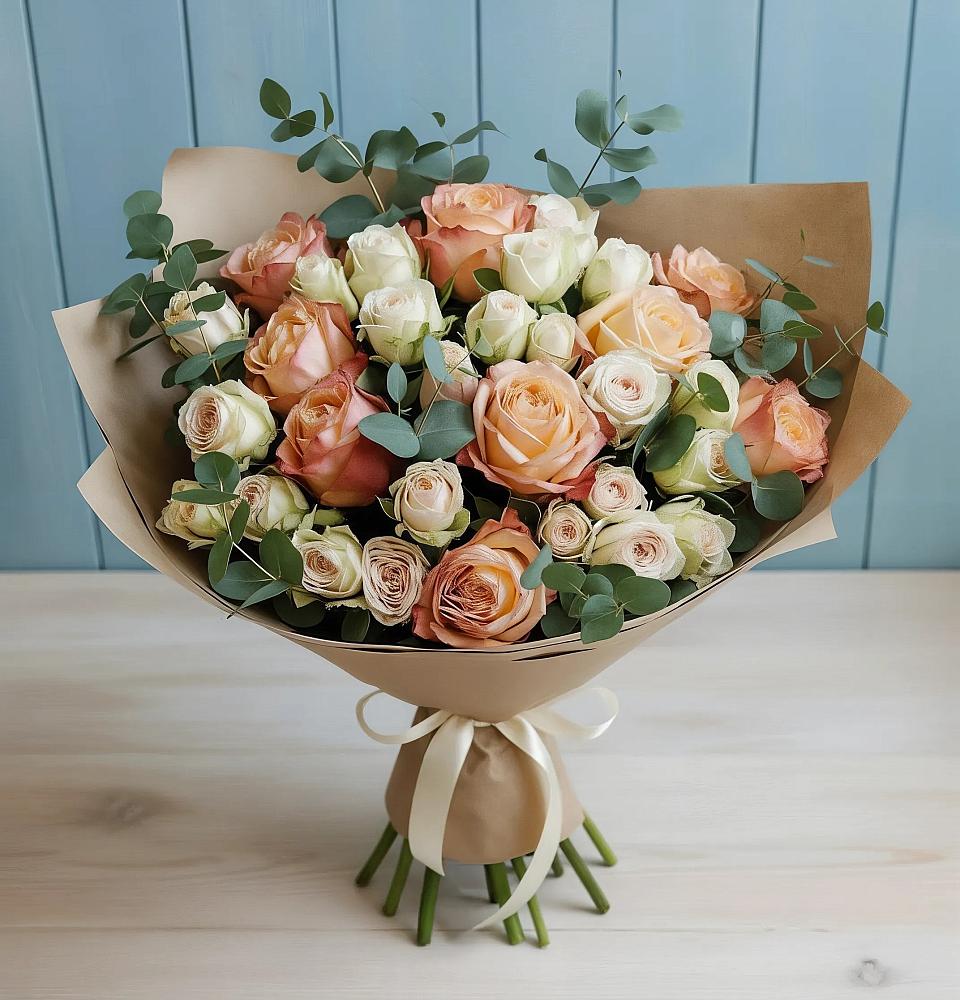 Букет цветов из: Альстромерии и Розы в Сосенском