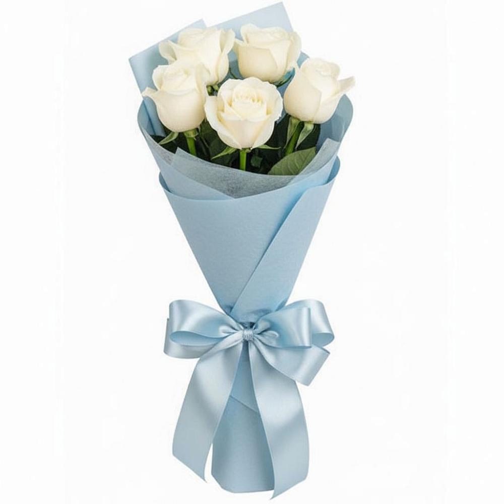 Букет 5 Белых роз Проуд в Сосенском