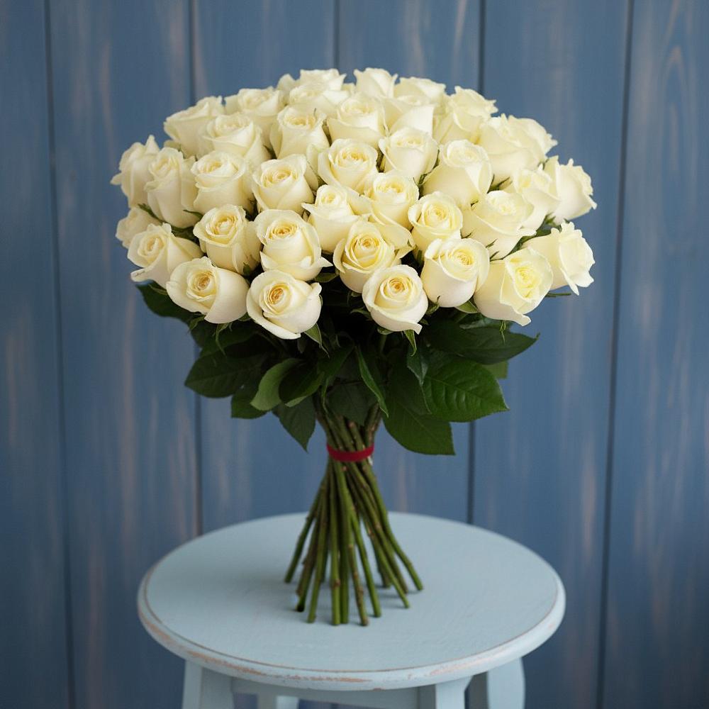 Букет 51 Белая роза Эдлесс Лав в Сосенском