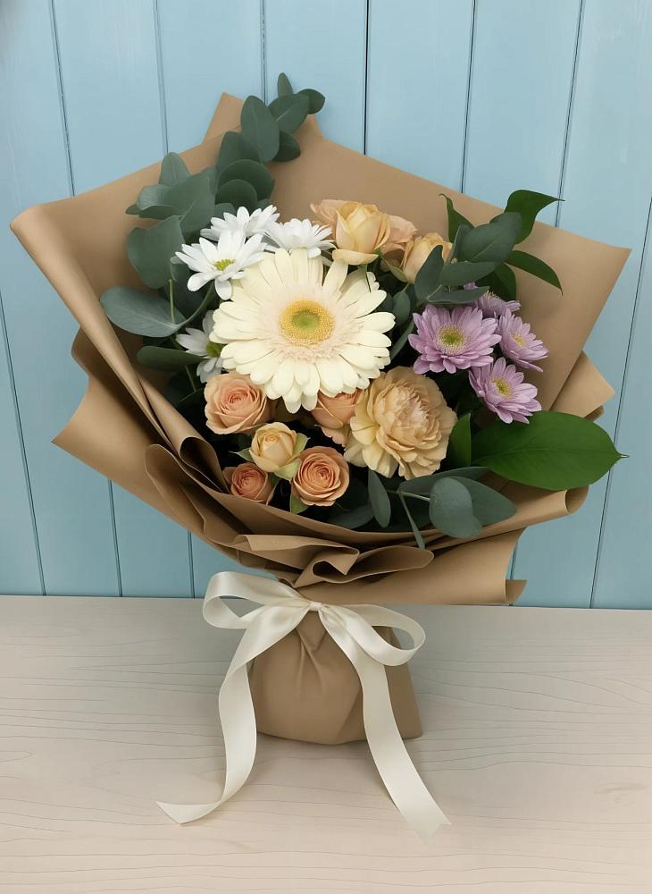 Букет цветов из: Герберы и Хризантемы в Сосенском