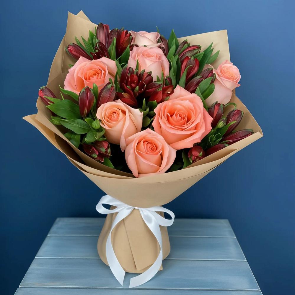 Букет цветов из: Розы и Альстромерии в Сосенском