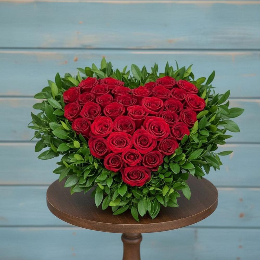 Цветочная композиция из Розы в виде сердца в Сосенском