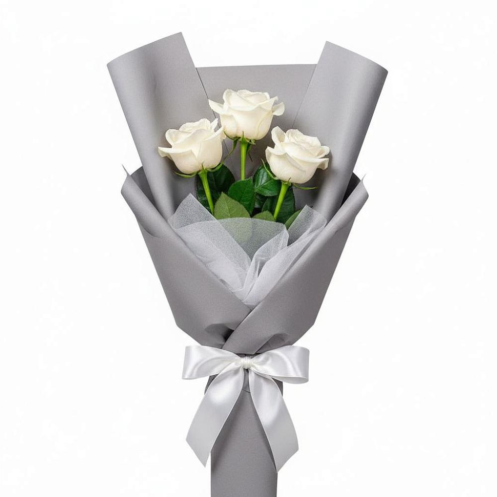 Букет 3 белые розы в Сосенском