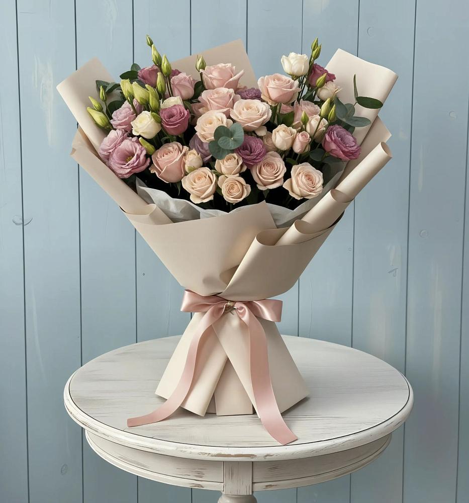 Букет цветов из: Розы и Лизиантусы в Сосенском