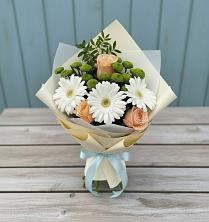Букет цветов из:  Герберы, Розы и Хризантемы в Сосенском