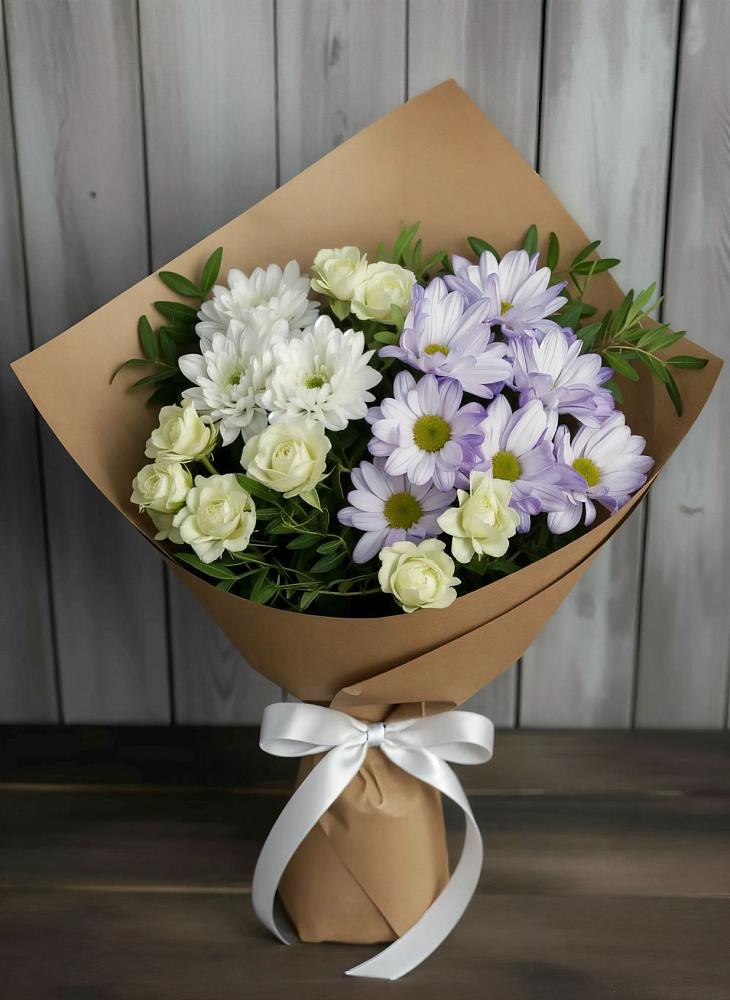 Букет цветов из: Хризантемы и Розы в Сосенском