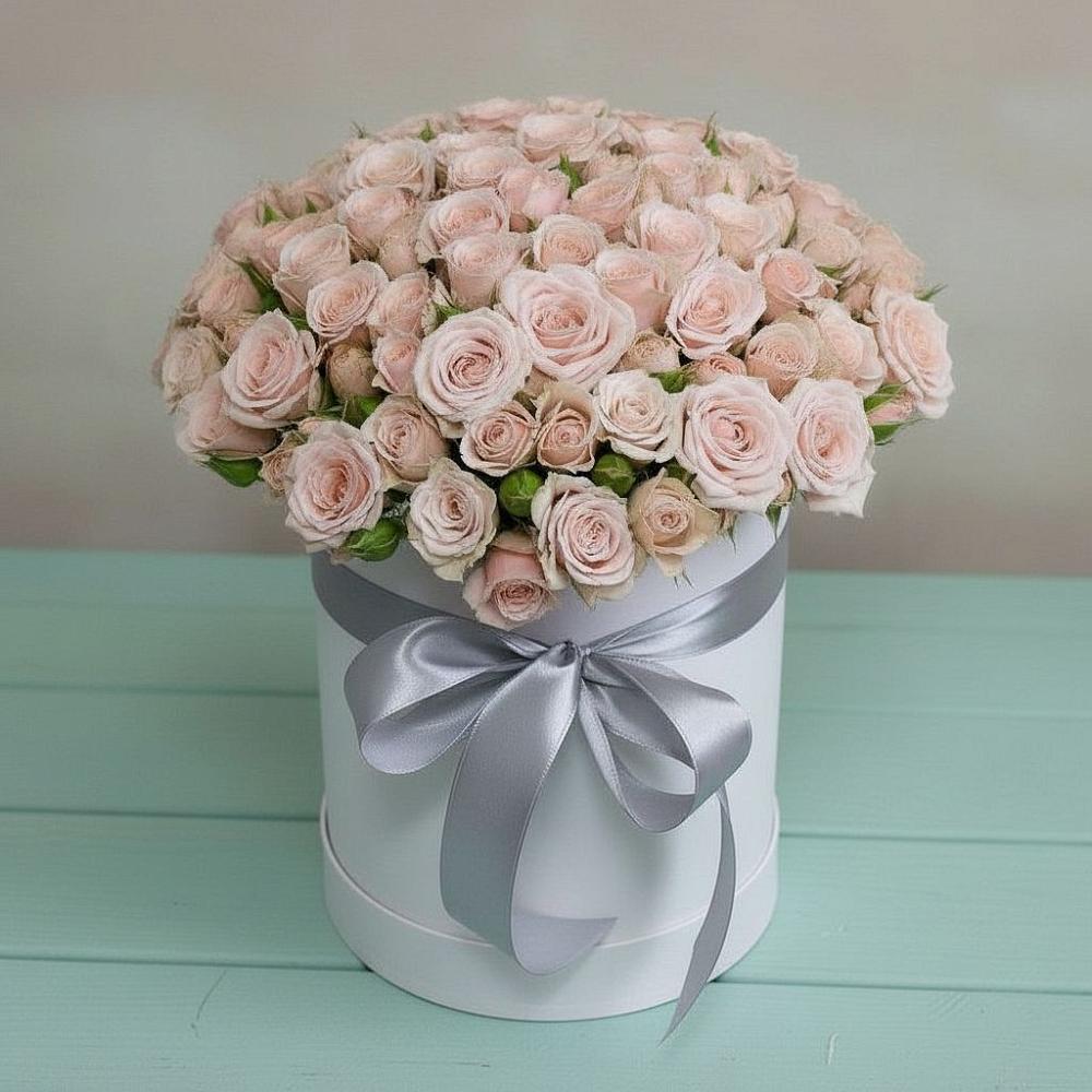 Цветочная композиция из Розы в шляпной коробке в Сосенском